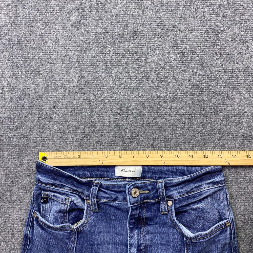 KanCan Womens High Rise Flare Jeans Blue Front Seam‎ Raw Hem KC2566D Size 7/27 - Picture 6 of 9